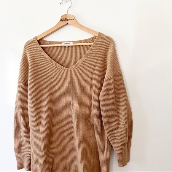 Madewell Relaxed V-Neck Ribbed Sweater Dress - Picture 4 of 12